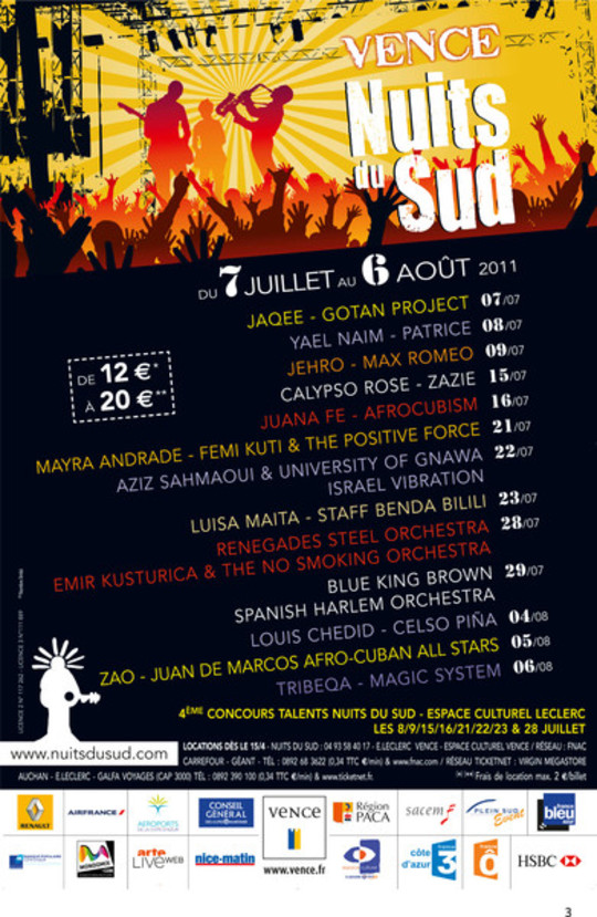 Festival des Nuits du Sud : du 7 juillet au 6 août à Vence