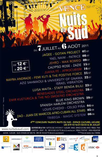Festival des Nuits du Sud : du 7 juillet au 6 août à Vence